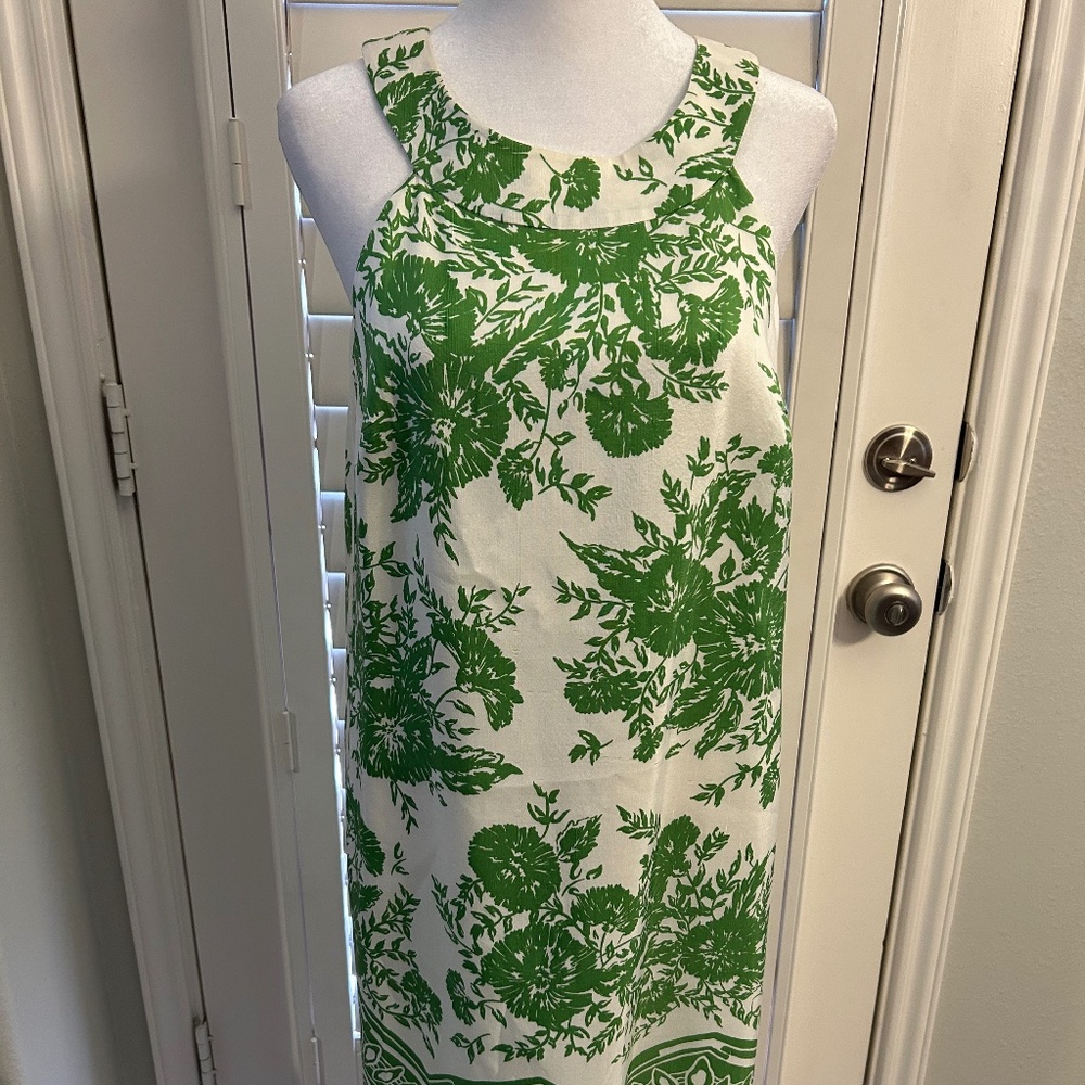 Tibi Green and White Floral 100% Silk Sleeveless Sheath Dress Size 6 Designer!